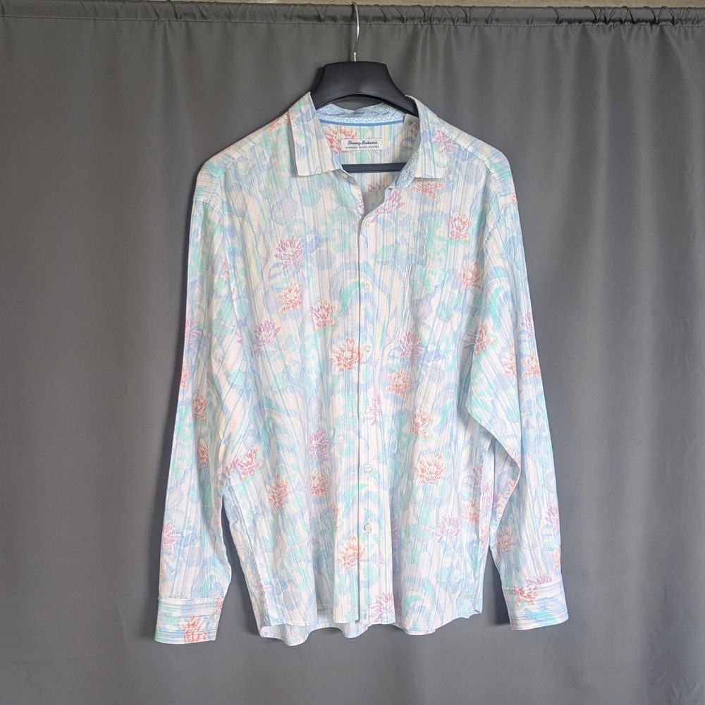 Tommy Bahama Relax Standard Fit Linen Blend Floral Button-Up Shirt – XL